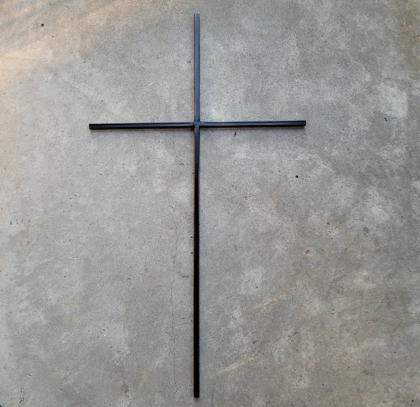 Large Iron Wall Cross. Handmade and hand painted. 36 inches tall. Original Design.