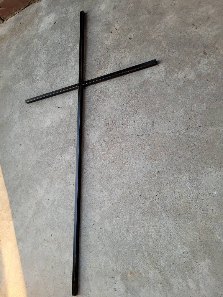 Large Iron Wall Cross. Handmade and hand painted. 36 inches tall. Original Design.