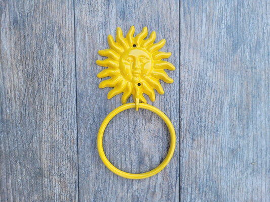 Sun Towel Ring | Hand Towel Ring | Cast Iron Towel Ring | Celestial Towel Hanger | Bathroom Fixture | Beach bath, moon, stars Hardware