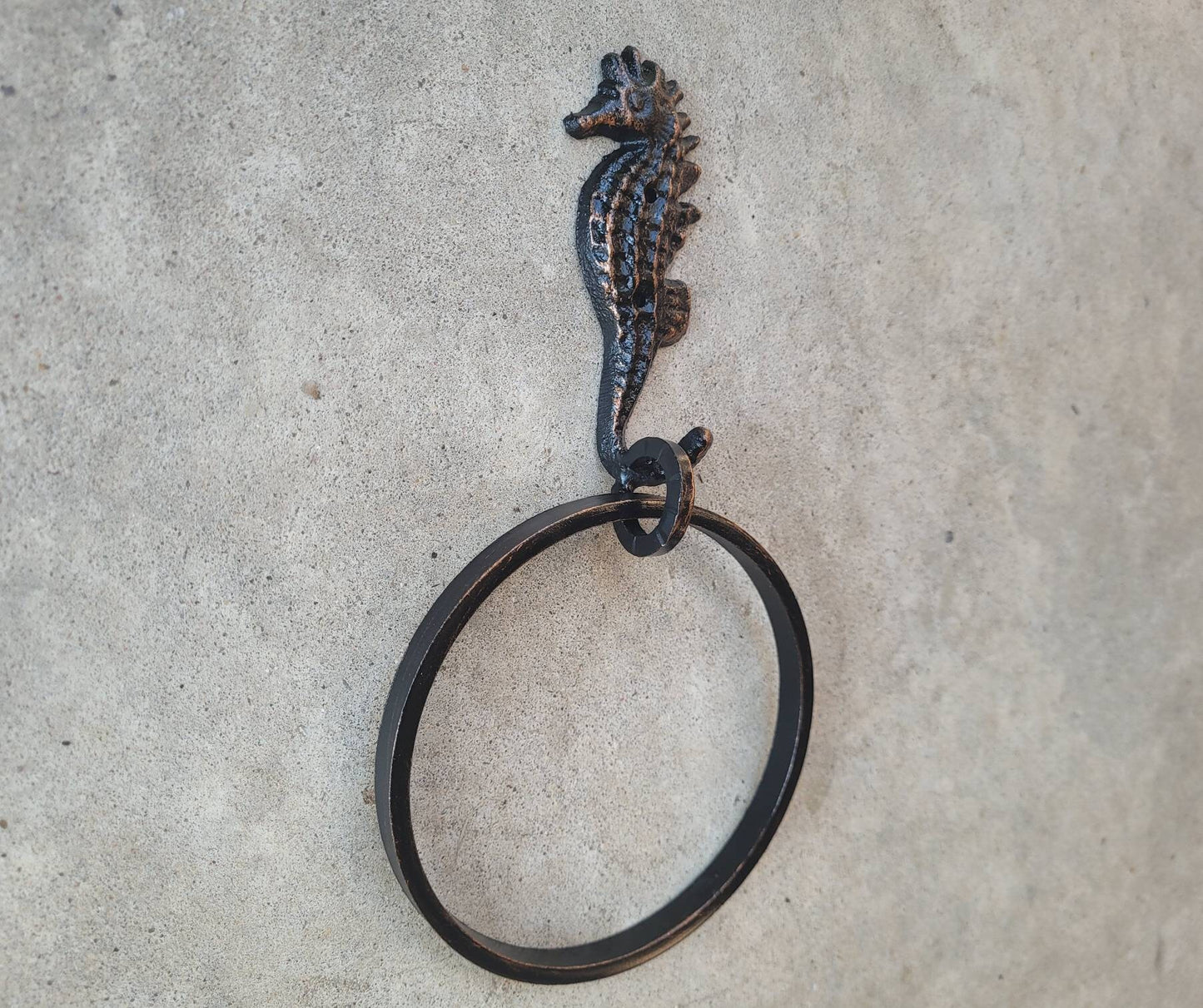 Seahorse Towel Hook, Bathroom Towel Hanger, Nature, Wall Hook towel ring| Iron Towel Holder | Metal Bath hardware | Powder room decor, beach