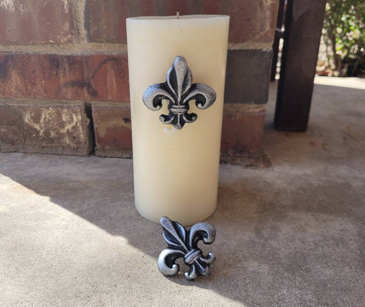 Set Of 2 Fleur De lis Candle Pins for Pillar Candles | PICK YOUR COLOR | Two Candle Pins, Fleur De Lis Decor, Candle Art, FleurDeLisJunkie