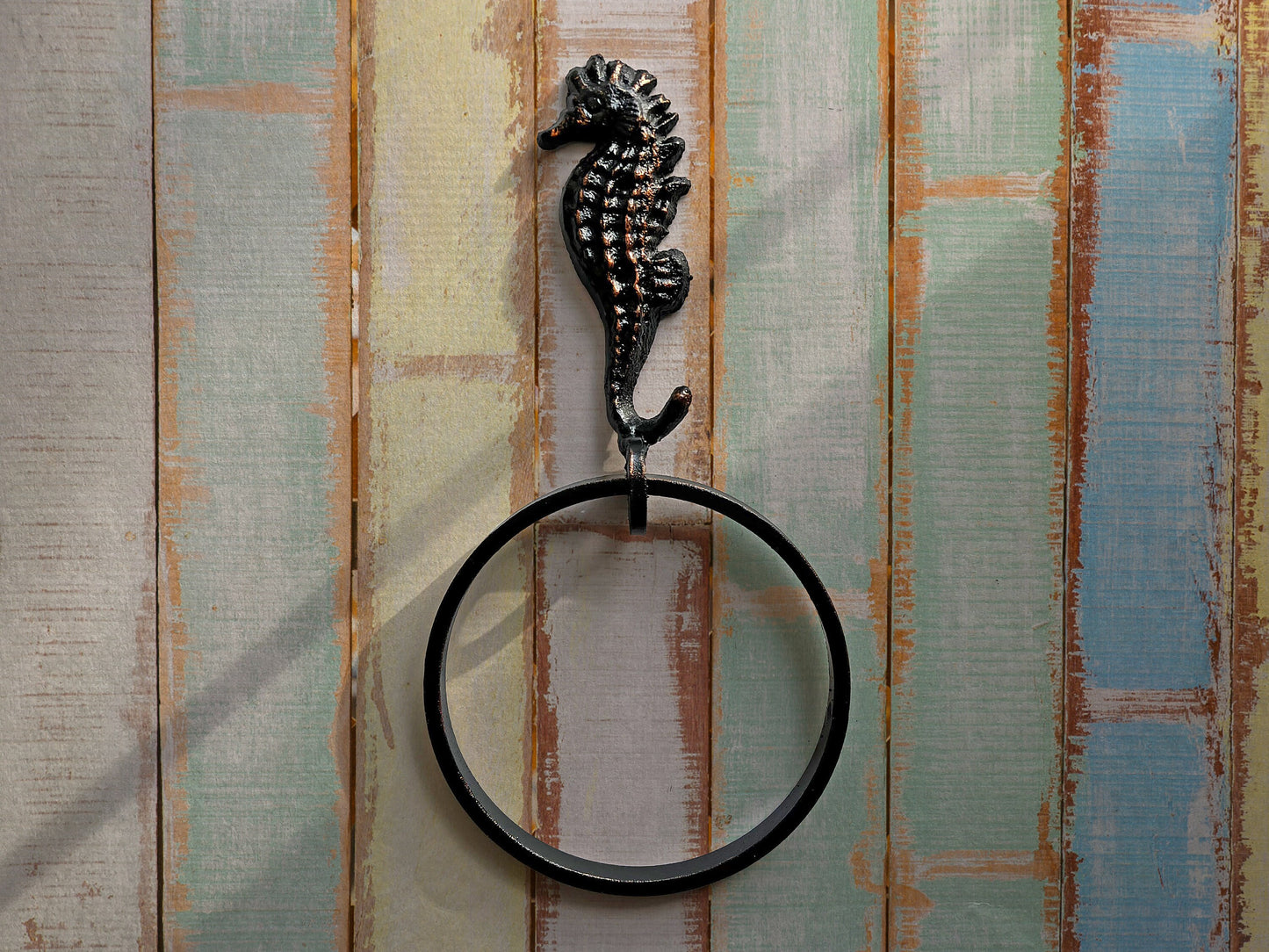 Seahorse Towel Hook, Bathroom Towel Hanger, Nature, Wall Hook towel ring| Iron Towel Holder | Metal Bath hardware | Powder room decor, beach