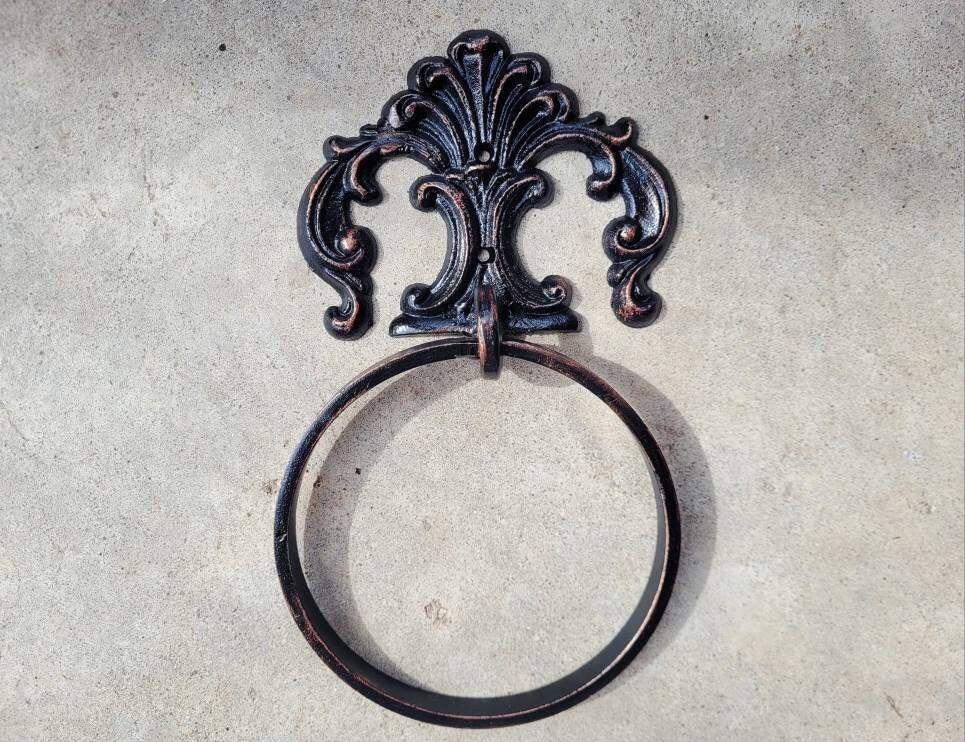 Towel Ring | PICK YOUR COLOR | Iron Towel Hanger | Metal Bathroom Towel Holder | Tuscan Old World Bath Hardware | Fleurdelisjunkie