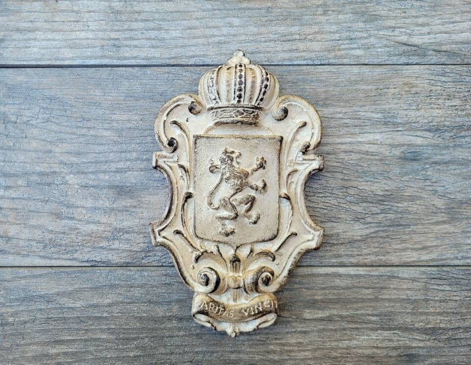 Lion Shield Wall Plaque | PICK YOUR COLOR | Wall Decor | Medieval | Old World | Hand painted | handmade | Fleurdelisjunkie |