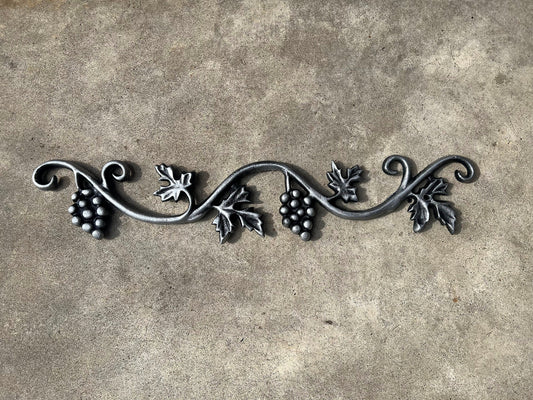 Grapevine Topper Cast Iron| PICK YOUR COLOR | 21.5" Pediment | wine cellar decor | wine decor | French Country | Tuscan | valance