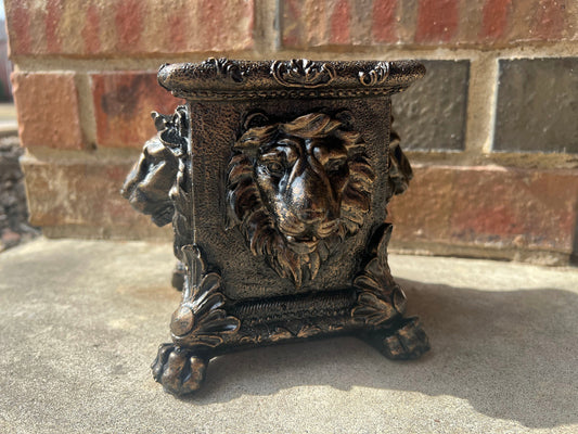 Lion Vase,  Pencil Cup, TV Remote Control Holder, Tabletop decor. PICK your COLOR. Medieval Royal Fleur de Lis Home decor.