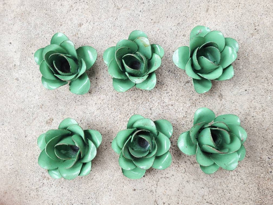 Small Metal Roses | Set of 6 | Light green | Rustic | Farmhouse | FREE USA SHIPPING | FleurDeLisJunkie | Supplies | Western | craft supplies