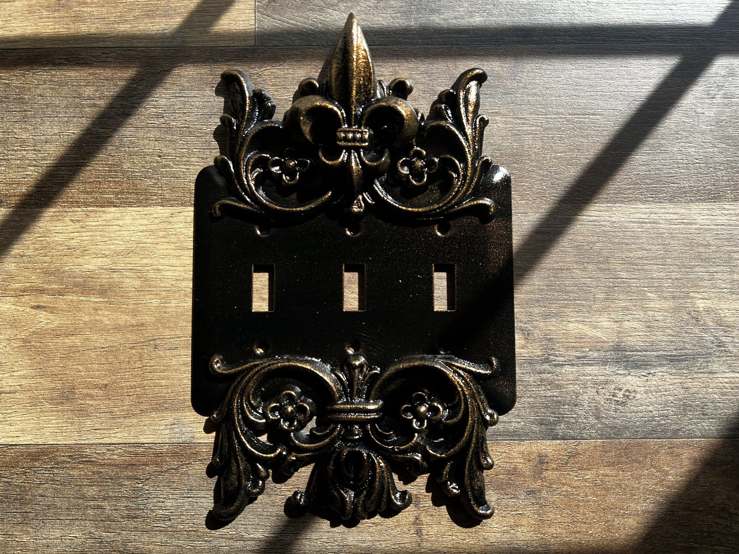 Metal Triple Toggle Light Switch Plate. PICK YOUR COLOR. 3 gang light switch cover, Medieval Gothic Royal Tuscan Decor. Three toggle switch