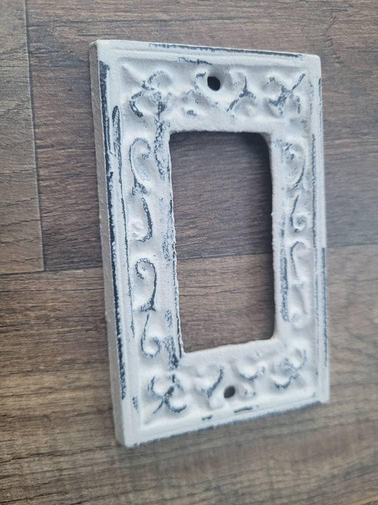 Single Rocker Light Switch Plate Cover, PICK YOUR COLOR, One Gang Rocker Wall Plate, Rustic Cast Iron Decor Metal Wall decor