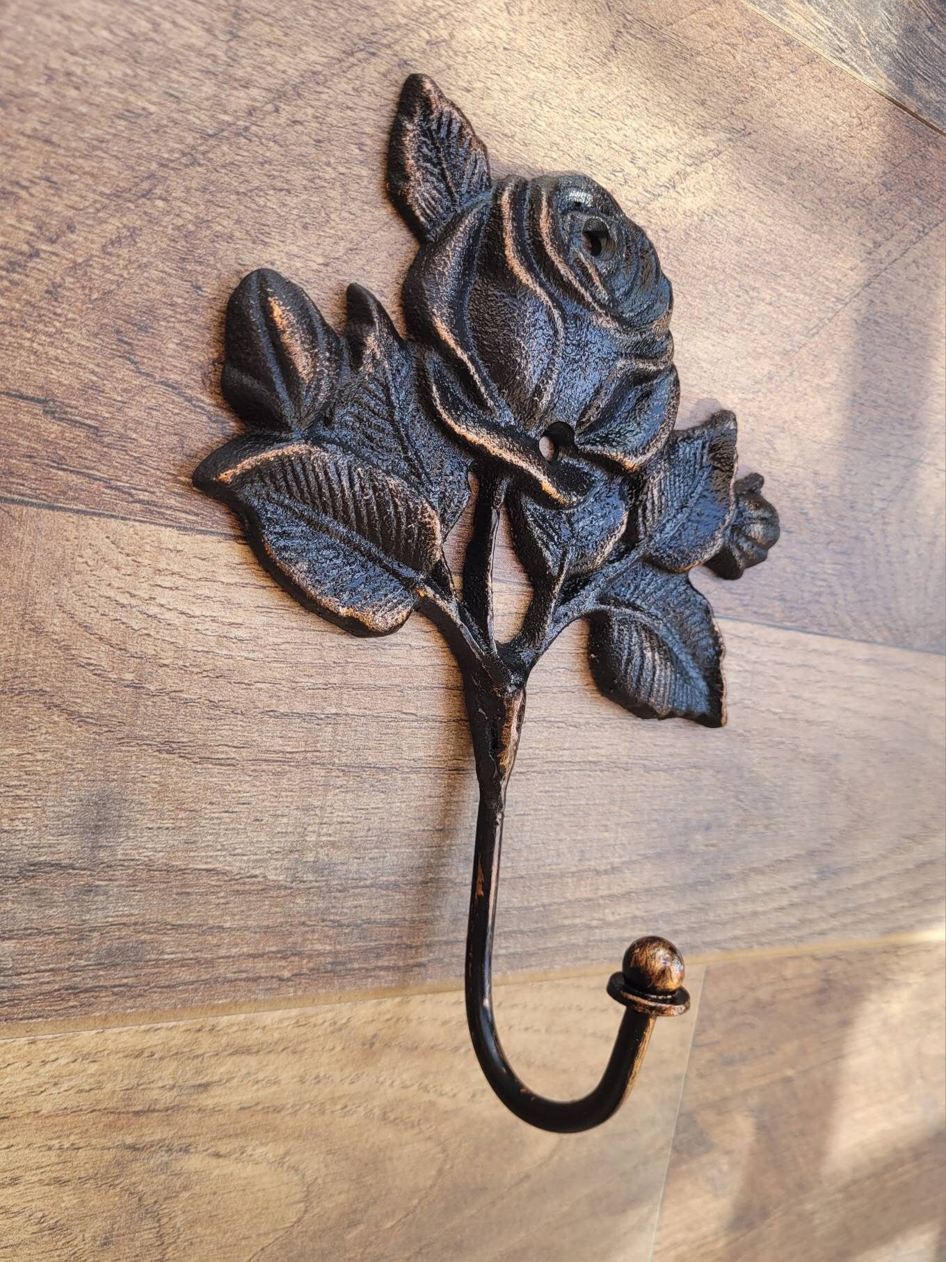 Rose Hook, Towel Hanger, Cottage Bathroom, Metal Rose Hook, Robe Hook, Iron Metal Bath Hardware