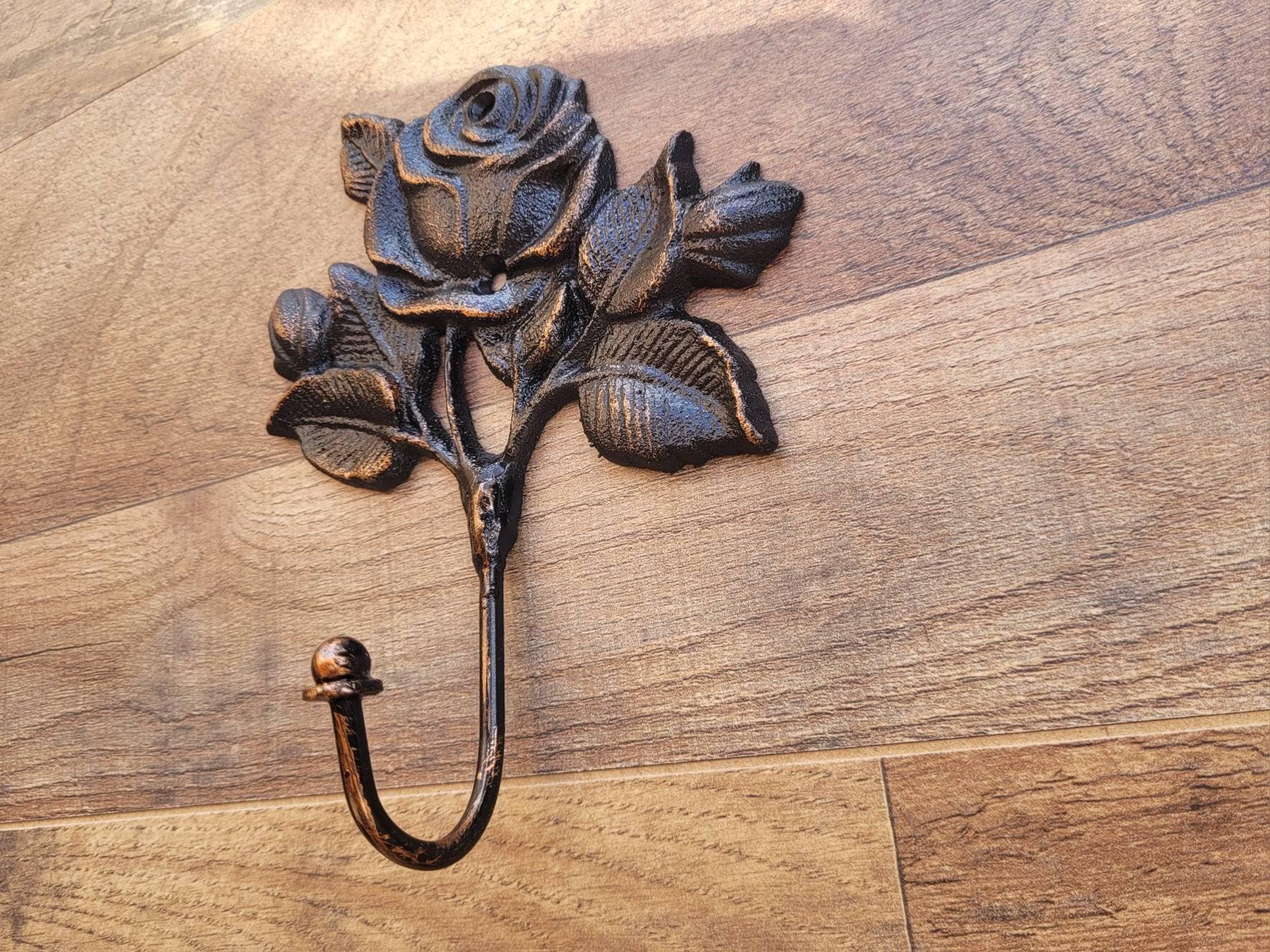 Rose Hook, Towel Hanger, Cottage Bathroom, Metal Rose Hook, Robe Hook, Iron Metal Bath Hardware