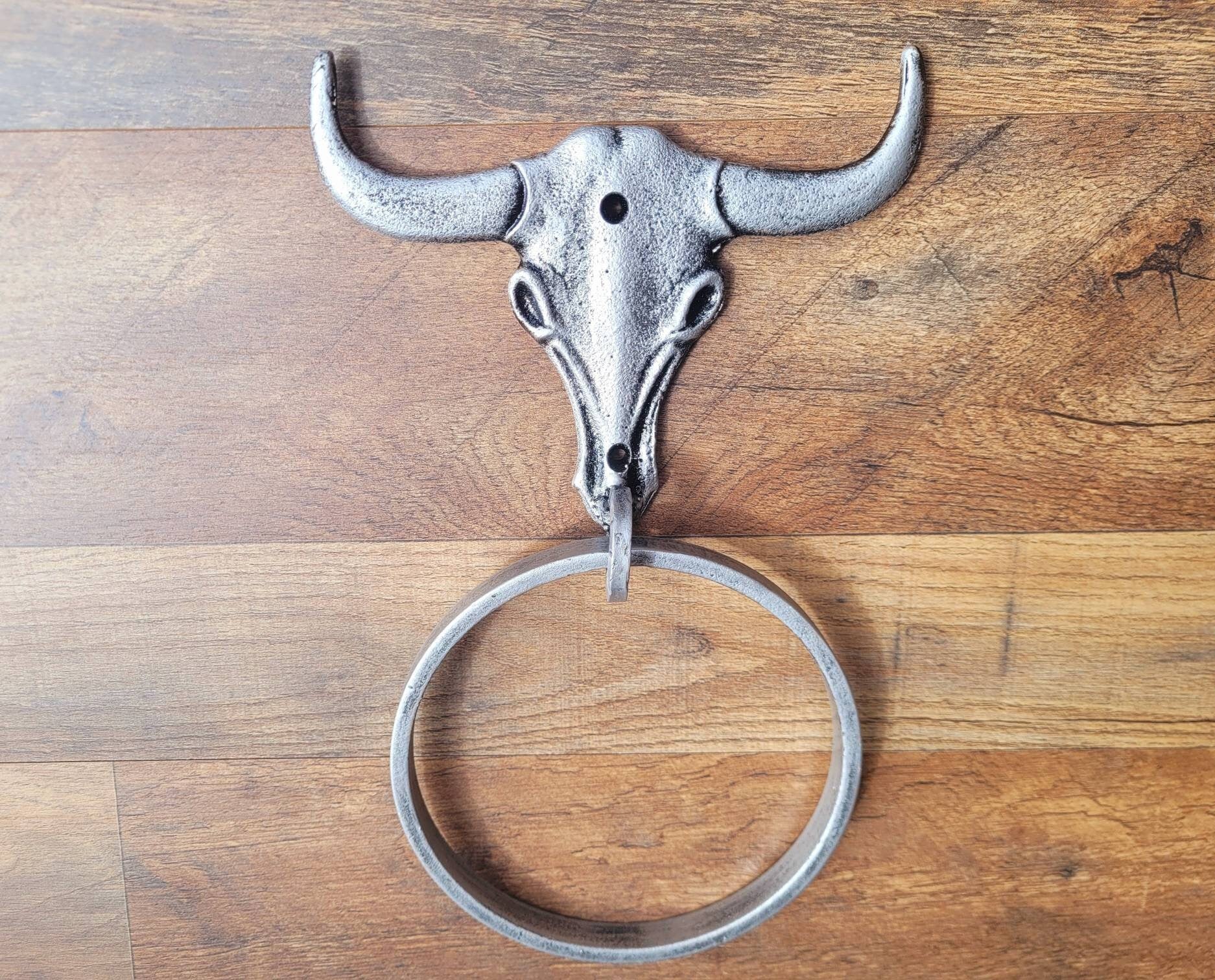 Longhorn Bathroom Towel Ring | PICK your COLOR and SIZE | Cast Iron Towel Ring | Towel Hanger | Ranch Cabin Bath | Western decor |