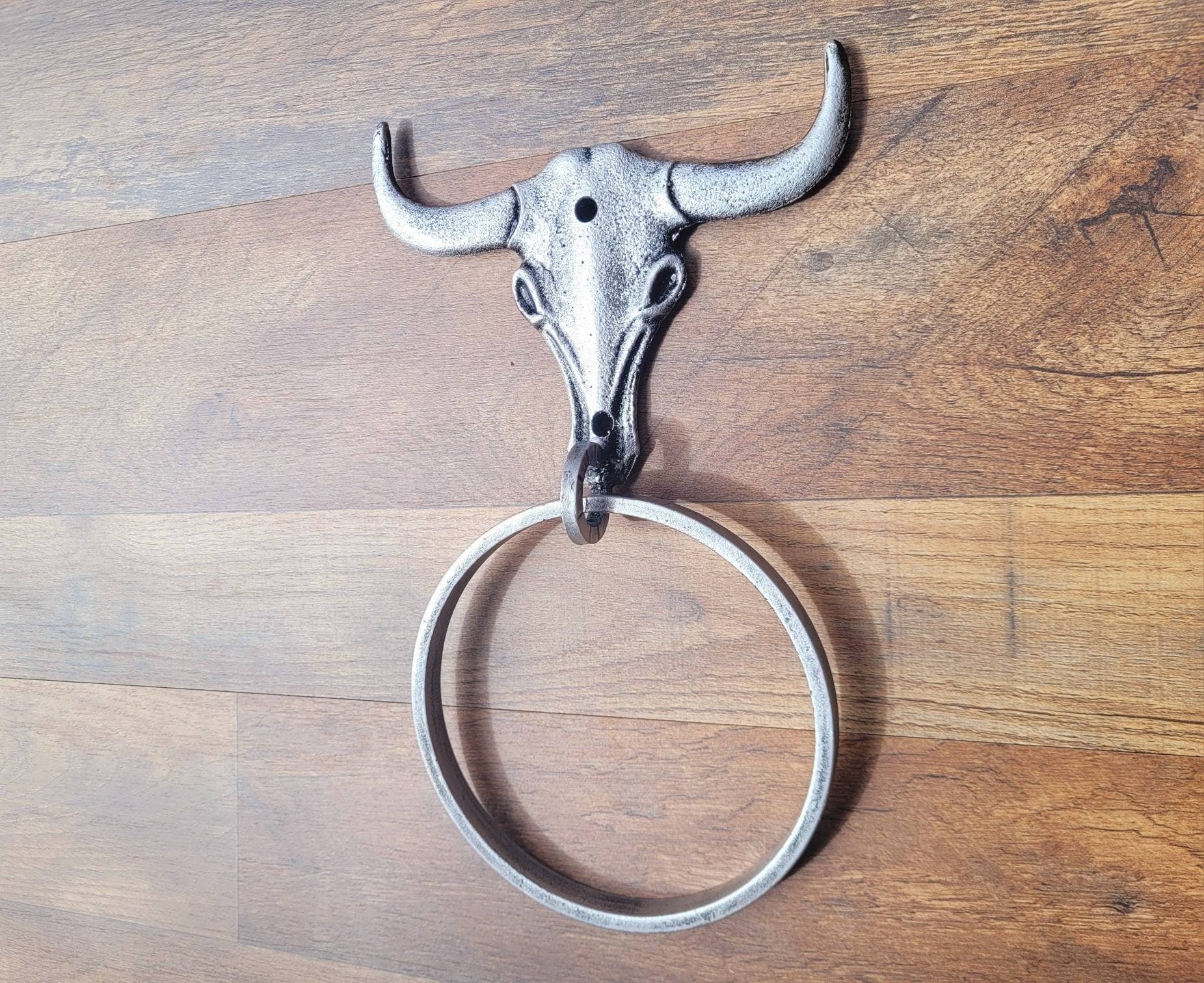 Longhorn Bathroom Towel Ring | PICK your COLOR and SIZE | Cast Iron Towel Ring | Towel Hanger | Ranch Cabin Bath | Western decor |