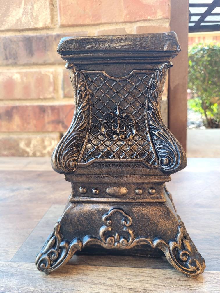 Pillar Candle Holder | PICK YOUR COLOR | Capital | Fleur de Lis Crown Old World Tuscan Royal Home Decor | FleurDeLisJunkie |