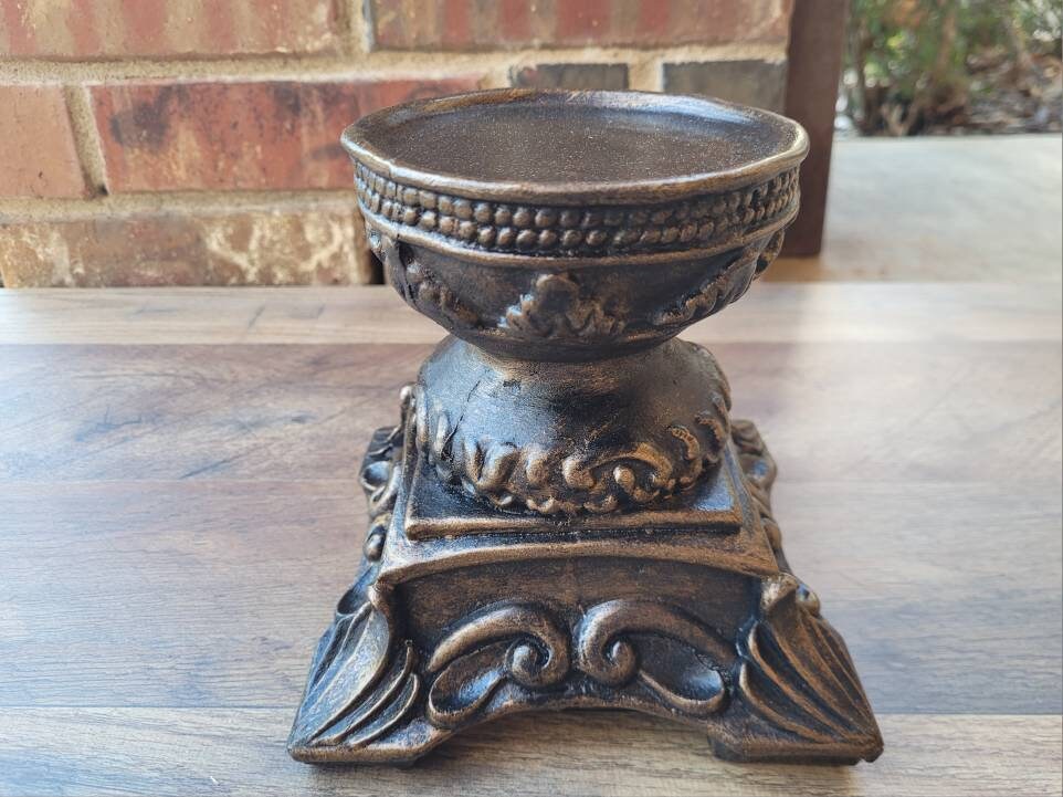 Pillar Candle Holder | PICK YOUR COLOR | Old World Tuscan Decor | Royal Fleur de Lis Candle Riser | FleurDeLisJunkie