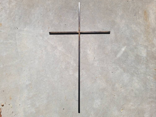 Large Iron Wall Cross. Handmade and hand painted. 36 inches tall. Original Design.