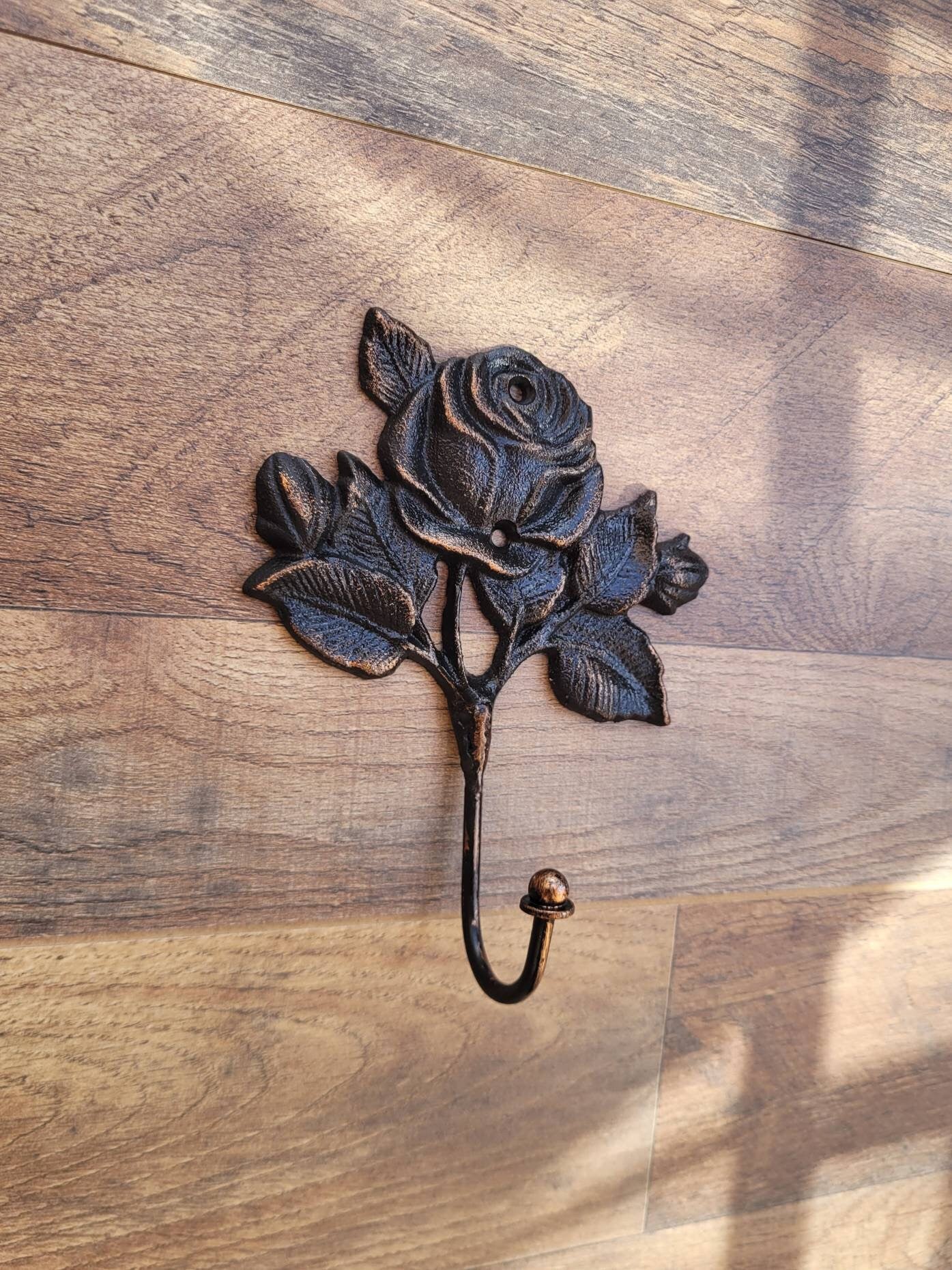 Rose Hook, Towel Hanger, Cottage Bathroom, Metal Rose Hook, Robe Hook, Iron Metal Bath Hardware