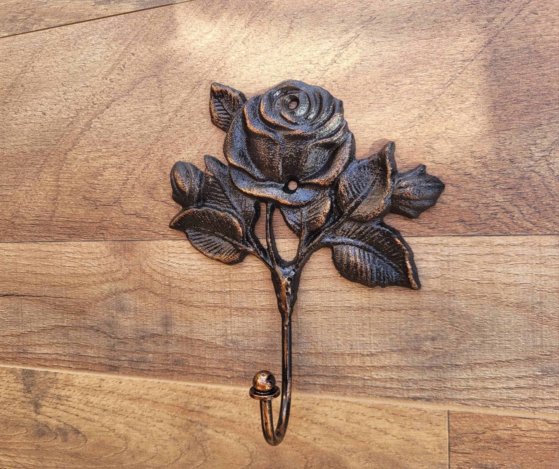 Rose Hook, Towel Hanger, Cottage Bathroom, Metal Rose Hook, Robe Hook, Iron Metal Bath Hardware