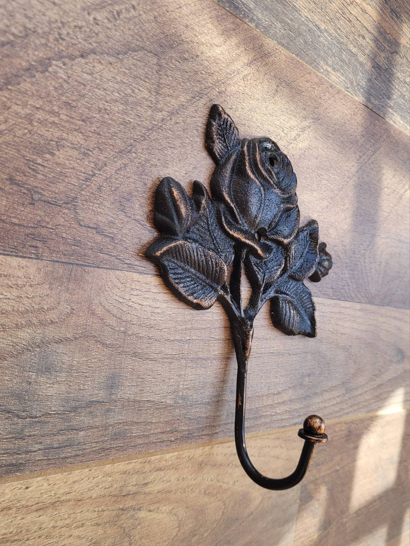 Rose Hook, Towel Hanger, Cottage Bathroom, Metal Rose Hook, Robe Hook, Iron Metal Bath Hardware