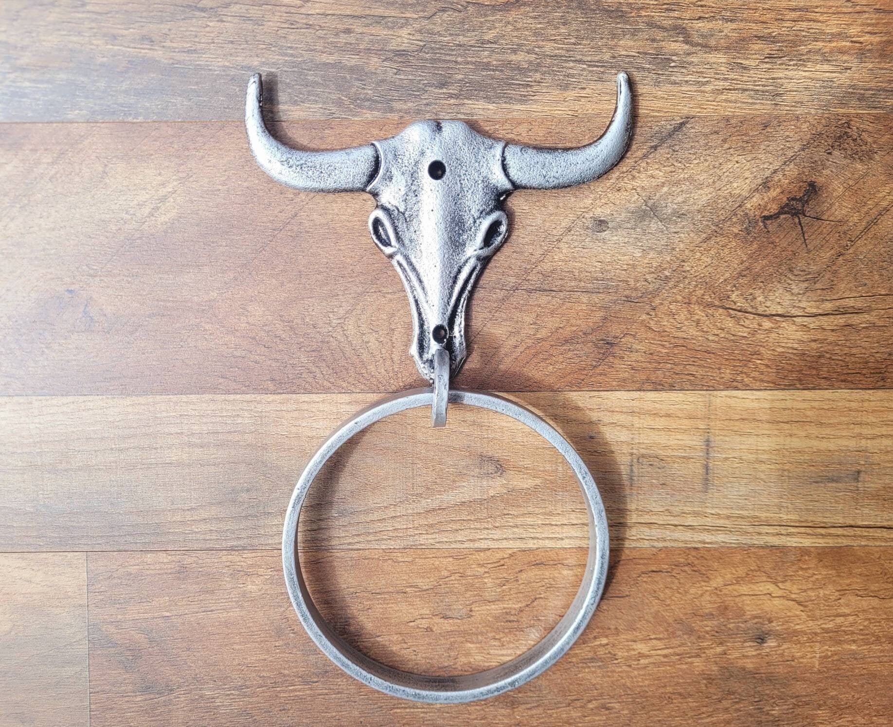 Longhorn Bathroom Towel Ring | PICK your COLOR and SIZE | Cast Iron Towel Ring | Towel Hanger | Ranch Cabin Bath | Western decor |