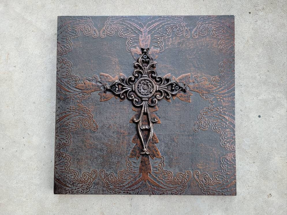 Cross Wall Plaque Decor. Handmade and Hand. Christian Wall decor.