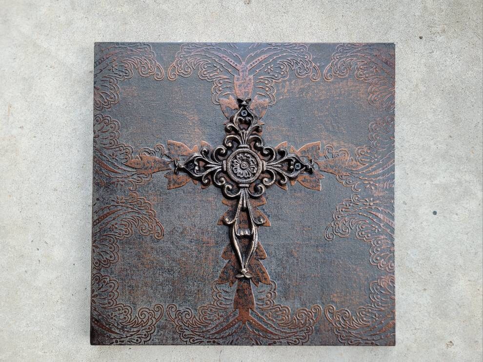 Cross Wall Plaque Decor. Handmade and Hand. Christian Wall decor.