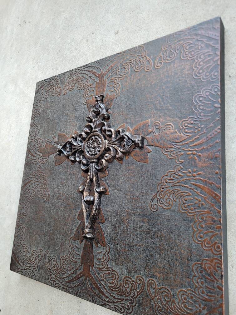 Cross Wall Plaque Decor. Handmade and Hand. Christian Wall decor.