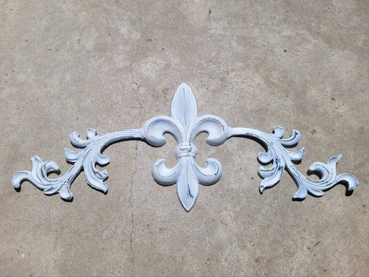 Cast Iron Fleur de Lis Topper 22"  | PICK YOUR COLOR | Wall Plaque | Pediment | Tuscan | Metal Art | Original Piece | FleurDeLisJunkie