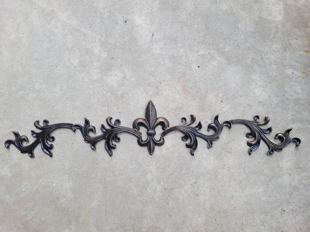 Cast Iron Fleur de Lis Topper | PICK YOUR COLOR | Pediment | French | Wrought Iron Decor | French Country | Metal Art | Valance | Fleurs