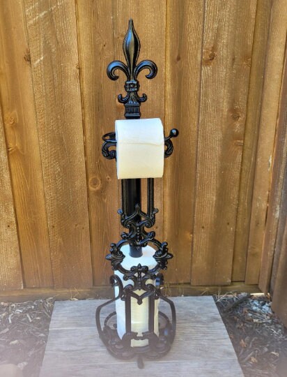 Free Standing Toilet Paper Holder | PICK YOUR COLOR | Toilet paper storage stand | Cast iron | FleurDeLisJunkie | Toilet tissue storage