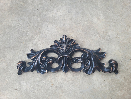 Fleur de Lis Topper Pediment Art. French New Orleans Decor, Scroll over door decor. Medieval Tuscan Old world wall hanging. Traditional